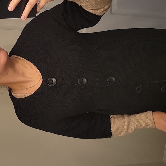 Vince Wool Short Sleeve Button Front Black Cardigan Patch Pocket Large - Picture 7 of 8